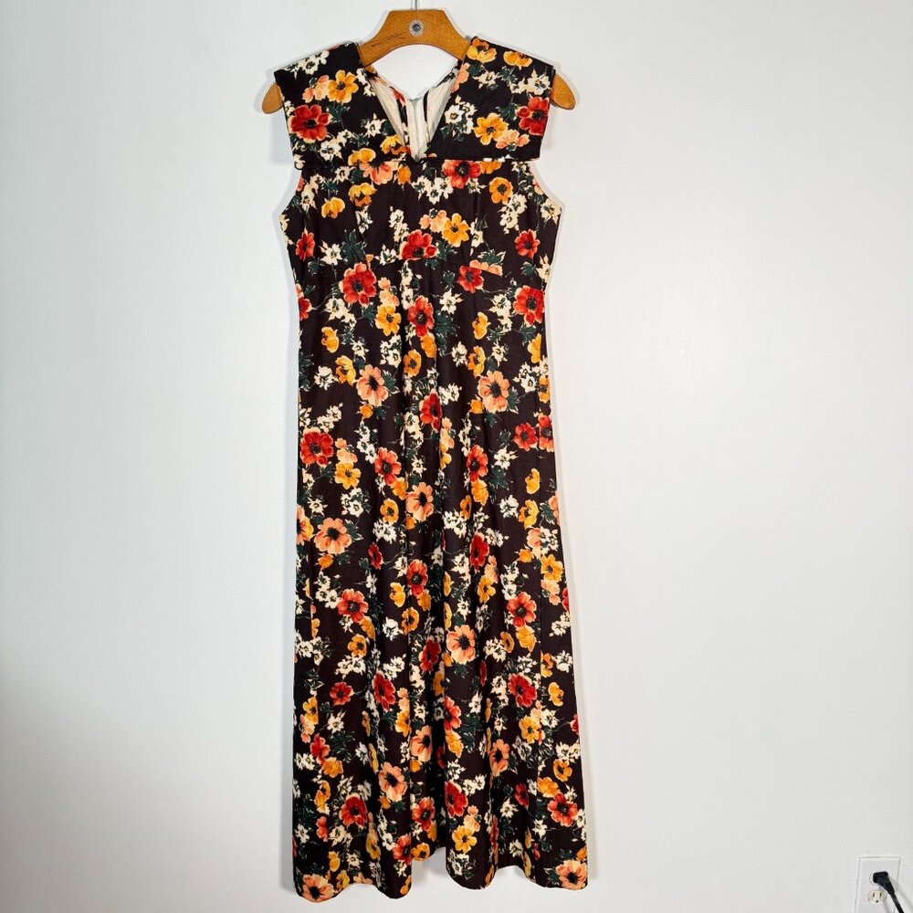 Vintage 1960s Floral Maxi Dress Sleeveless Feminine Handmade S - Picture 4 of 10